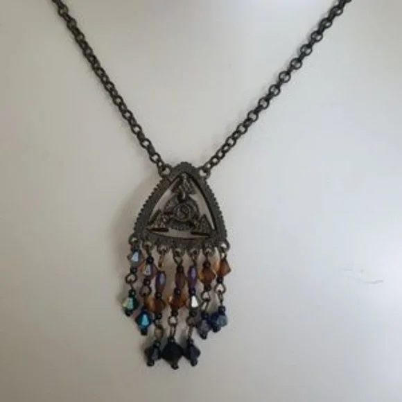 Necklace Earring Set Bronze Egyptian Style Gold  Swarovski Crystal Embellished - Picture 7 of 7